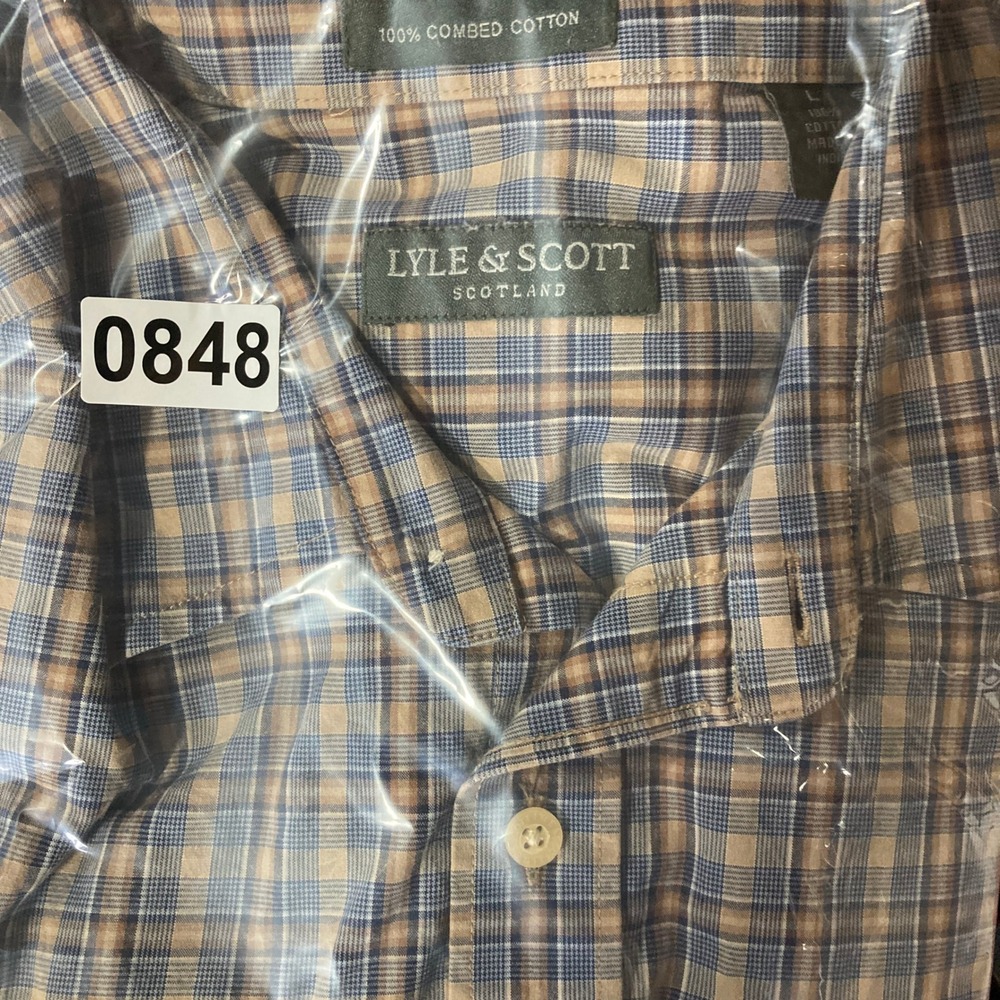 Lyle & Scott Scotland Men's Plaid Button Down Shirt Size L 100% Combed Cotton - Picture 10 of 10